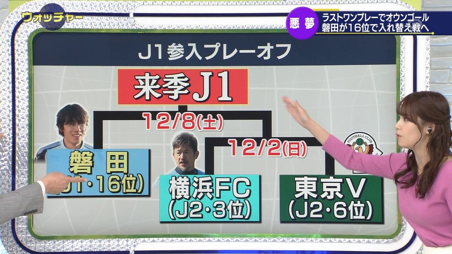 鷲見玲奈アナ　ニットの横乳！！